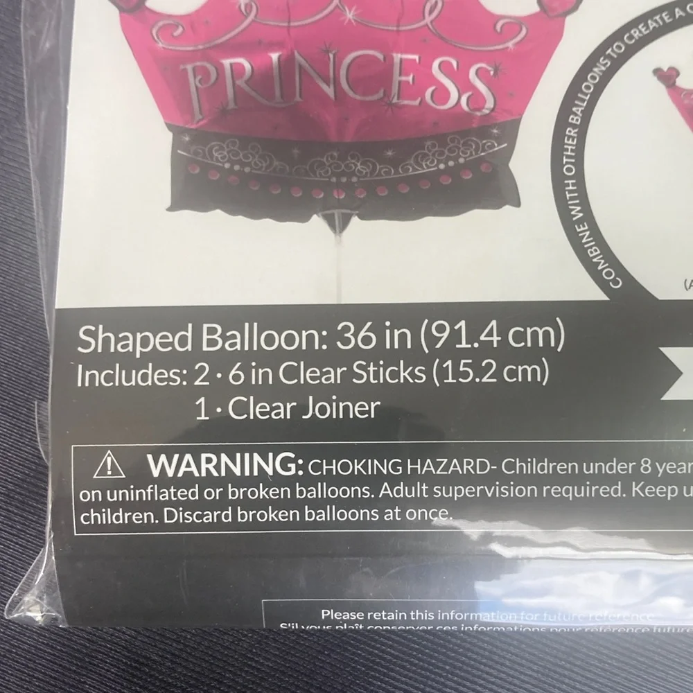 4 balloons helium free princess crown design pink 36 in blow them up your self